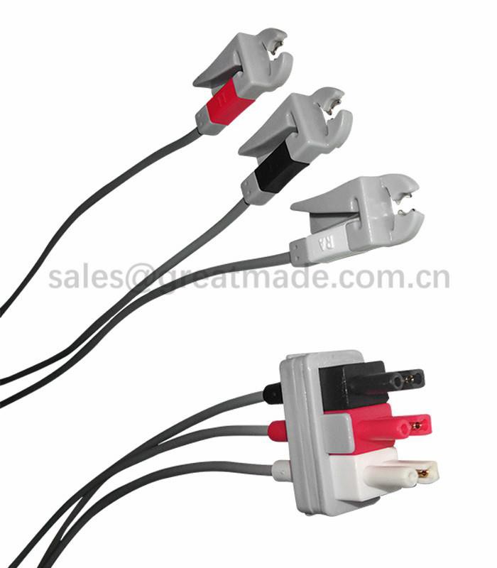 Bộ chì an toàn tương thích M1605A ECG, 3 chì, AHA, 3ft, AA 2PIN / Snap