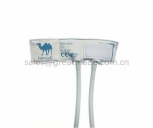 Neonate # 2 dùng một lần Cuff, 4-8cm chu vi cánh tay, trắng với ánh sáng màu xanh, ống kép