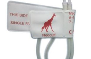 Neonate # 4 dùng một lần Cuff, 7.0-13cm chu vi cánh tay, trắng với màu đỏ, ống kép